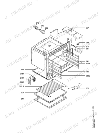 Взрыв-схема плиты (духовки) Aeg CB8300-1-W   SKAND. - Схема узла Oven